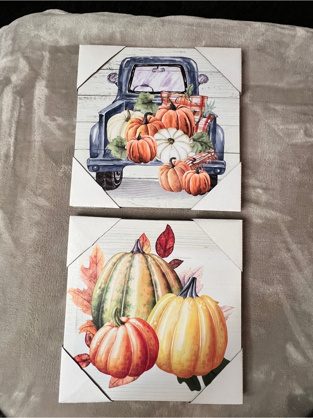 Autumn Pumpkin Truck Wall Art Set - Orange & Green
